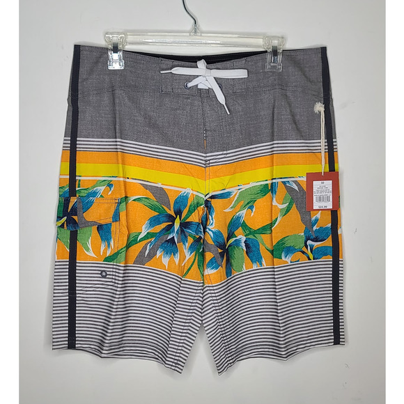 NEW Mossimo Supply Co swim board shorts - graystone tropical - 33 - Picture 1 of 4